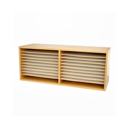 20-Compartment Extra Wide Adjustable Wood Paper Sorter Literature File Organizer, Mahogany