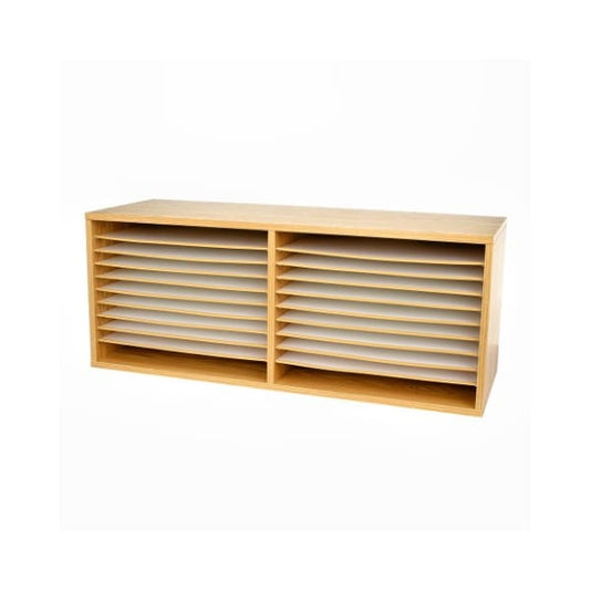 20-Compartment Extra Wide Adjustable Wood Paper Sorter Literature File Organizer, Mahogany
