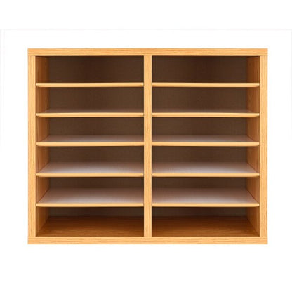 12-Compartment Wood Adjustable Paper Sorter Literature File Organizer, Medium Oak