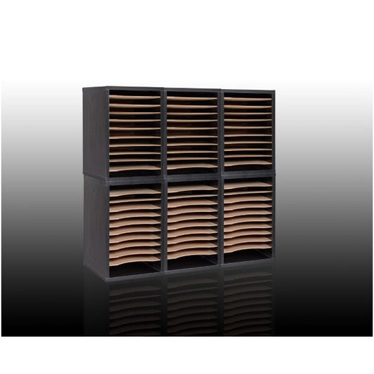 11-Compartment Wood Adjustable Vertical Paper Sorter Literature File Organizer, Black