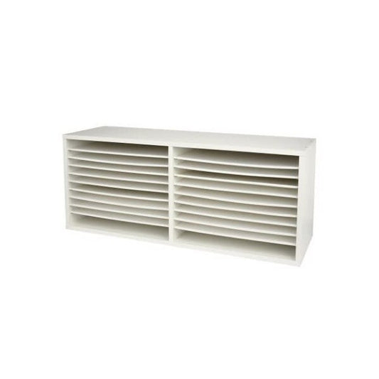 20-Compartment Extra Wide Adjustable Wood Paper Sorter Literature File Organizer, White