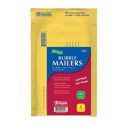 Bazic 6-inch X 9.25-inch #0 Self-Seal Bubble Mailers, 96PK