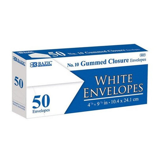 Bazic #10 White Envelope w/ Gummed Closure, 1200PK