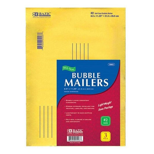 Bazic 8.5-inch X 11.25-inch #2 Self-Seal Bubble Mailers, 72PK