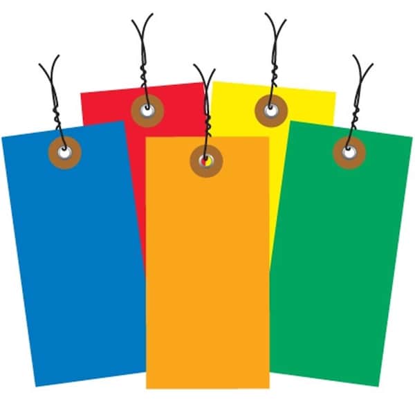 3.75 x 0.875 in. Orange Pre-Wired Shipping Tag, 100PK