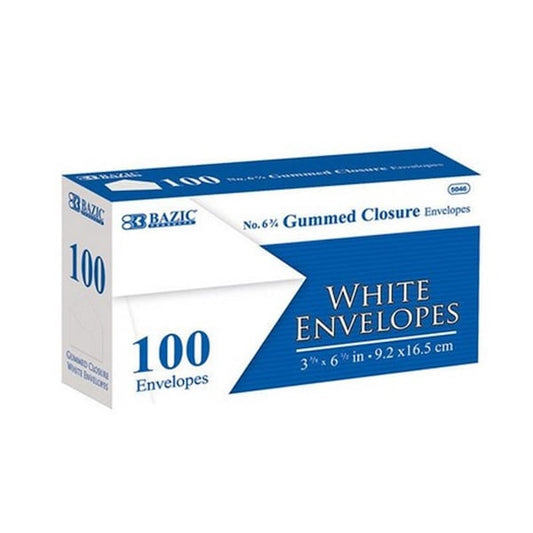 Bazic #6 3/4 White Envelope w/ Gummed Closure, 2400PK