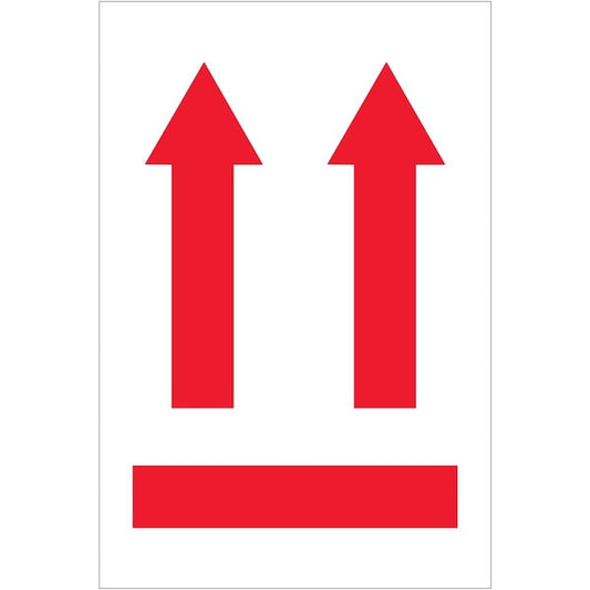 4 x 6 in. Two Up Arrows Over Red Bar LabelsFluorescent Red