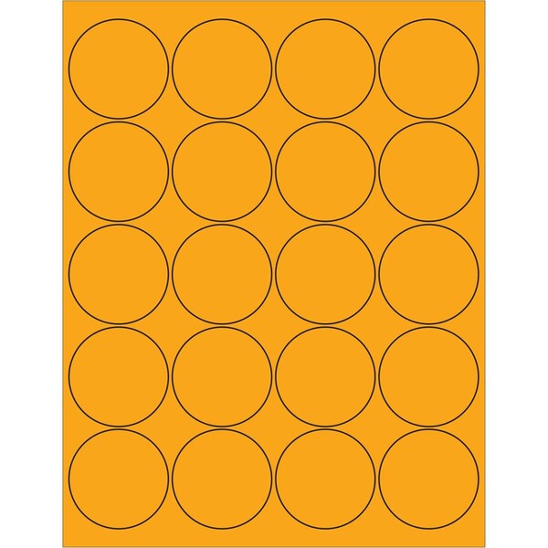 2 in. Fluorescent Circle Laser LabelsOrange