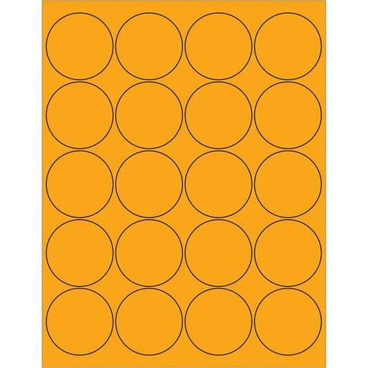 2 in. Fluorescent Circle Laser LabelsOrange