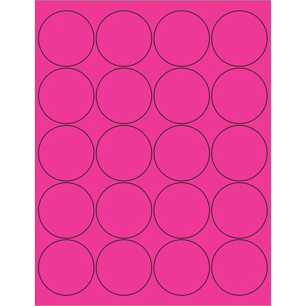 2 in. Circle Laser LabelsFluorescent Pink