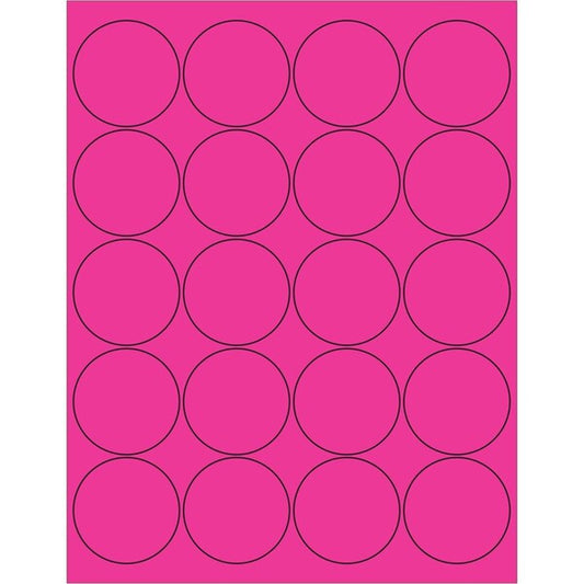 2 in. Circle Laser LabelsFluorescent Pink