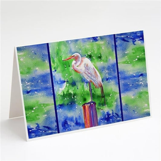 Carolines Treasures 8358GCA7P Egret Greeting Cards & Envelopes - Pack of 8