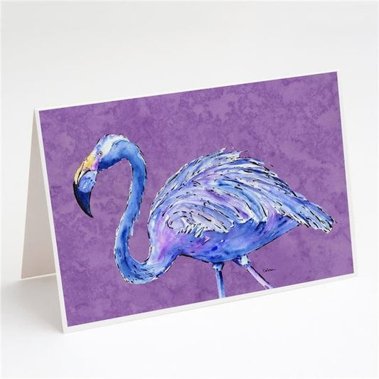 Carolines Treasures 8874GCA7P Flamingo on Purple Greeting Cards & Envelopes - Pack of 8