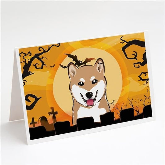 Carolines Treasures BB1783GCA7P Halloween Shiba Inu Greeting Cards & Envelopes - Pack of 8