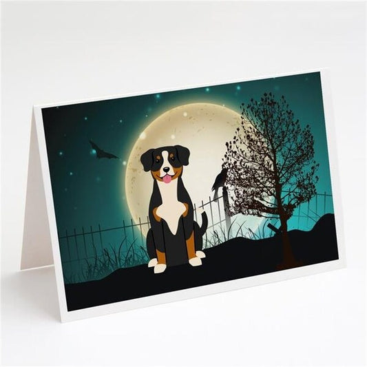 Carolines Treasures BB2228GCA7P Halloween Scary Entlebucher Greeting Cards & Envelopes - Pack of 8