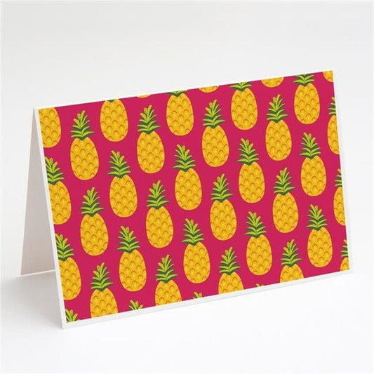 Carolines Treasures BB5136GCA7P Pineapples on Pink Greeting Cards & Envelopes - Pack of 8