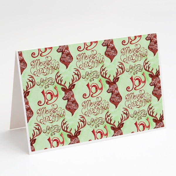 Carolines Treasures BB7488GCA7P Merry Christmas Joy Reindeer Greeting Cards & Envelopes - Pack of 8