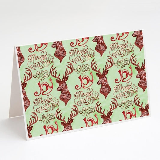 Carolines Treasures BB7488GCA7P Merry Christmas Joy Reindeer Greeting Cards & Envelopes - Pack of 8
