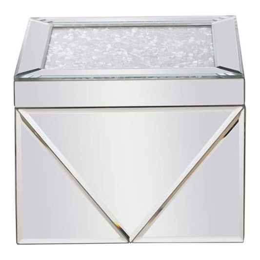 Elegant Lighting MR9211 8 in. Modern Square Royal Cut Crystal Jewelry Box; Silver