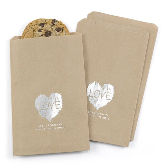 Brush of Love Treat Bags, Kraft - Personalized