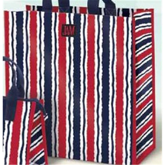 Polypropylene Marina Stripe Shopping Bag Red White Blue