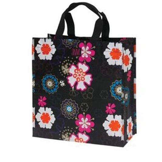 Polypropylene Shopping Bag Black Flower Power