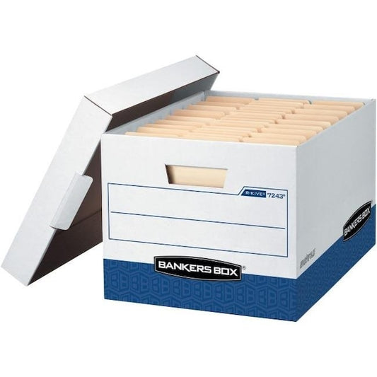 Fellowes FEL0724314 Bankers R-Kive Storage Boxes; White & Blue