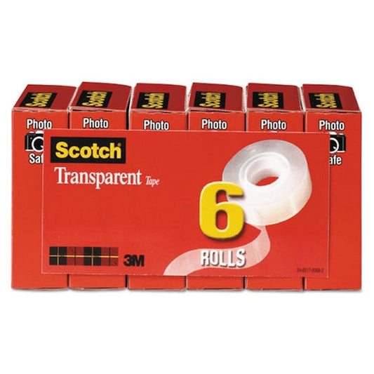 MMM 1 in. Core Transparent Tape; Clear - 6 per Pack
