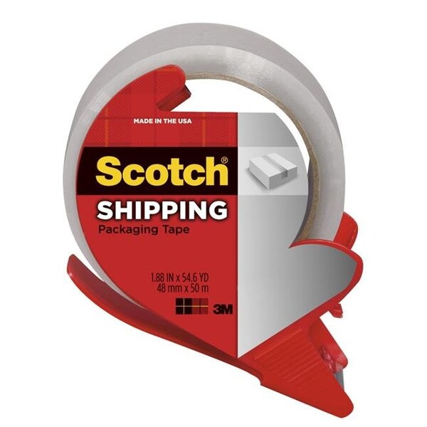 Scotch 1574777 Shipping Packaging Tape with Dispenser; 1.88 in. x 54.6 yards; Clear
