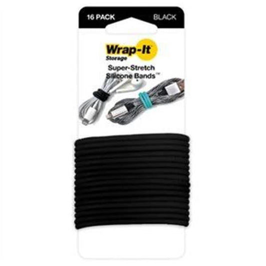 Jjaamm 260124 Super Stretch Silicone Bands; Black - Pack of 16
