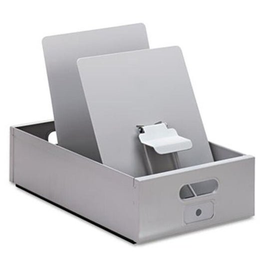 Master 11070 Porta-Matic Drop-Side Posting Tray- 9-1/2w x 15d x 9-1/4h- Steel- White
