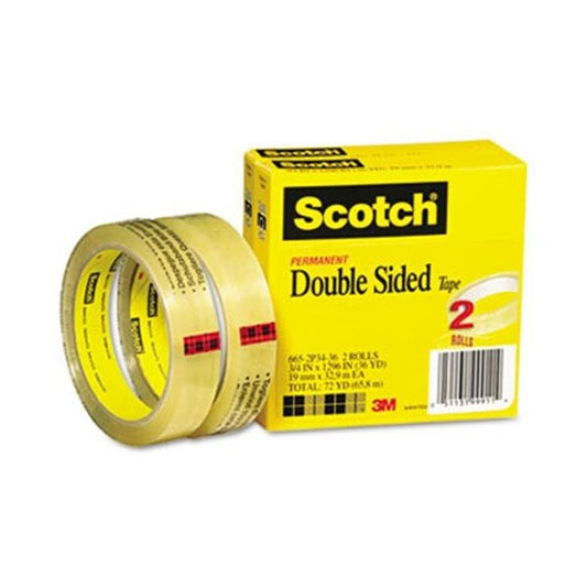 3M 6652P3436 665 Double-Sided Tape .75 X 1296 3 core transparent 2 Rls