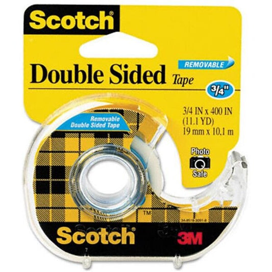 3M 667 667 Double-Sided Removable Office Tape & Dispenser 3/4 x 11 Yards