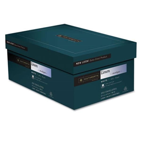 Southworth J554-10 Credentials Collection Fine Linen #10 Envelope- V-Flap- White- 250/Box