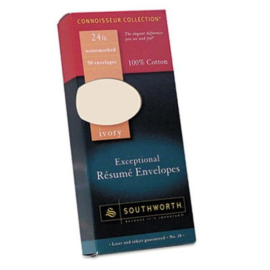 Southworth R14I-10L Exceptional Resume Envelope- Traditional- #10- Ivory- 50/Box