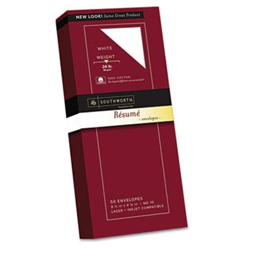 Southworth R14-10L Exceptional Resume Envelope- Traditional- #10- White- 50/Box