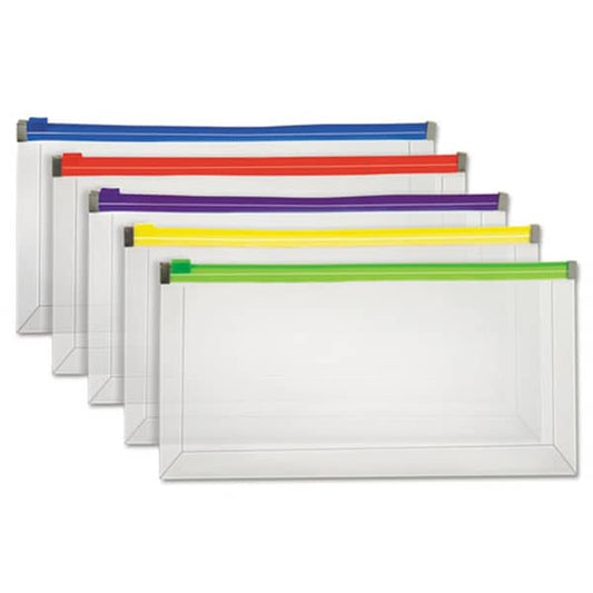 Pendaflex Open Side Poly Zip Envelope - Check, Assorted