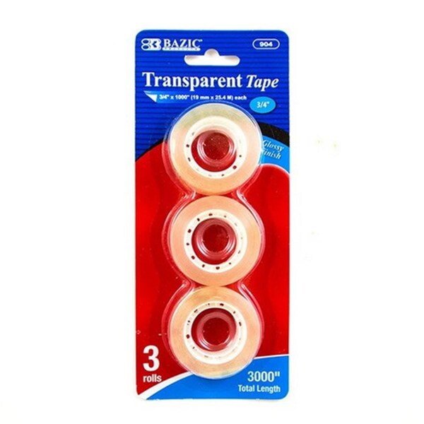 Bazic 3/4 X 1000 Transparent Tape Refill, 72Pk