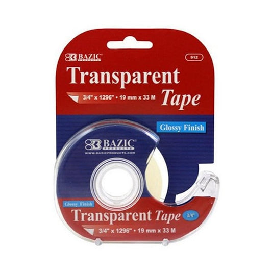 Bazic 3/4 X 1296 Transparent Tape W/ Dispenser24Pk