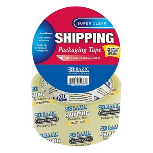 Bazic 1.88in x 54.6 Yards Super Clear Heavy Duty Packing Tape Pack OF 36