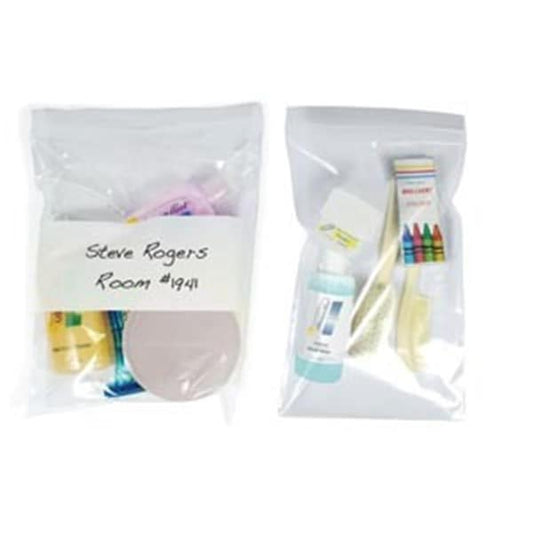 Zip Bag- Clear With White Block 5 In. X 8 In.- 2 Mil