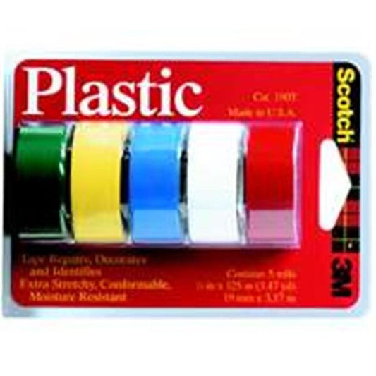3M 190T Assorted Color Plastic Tape 5 Pack