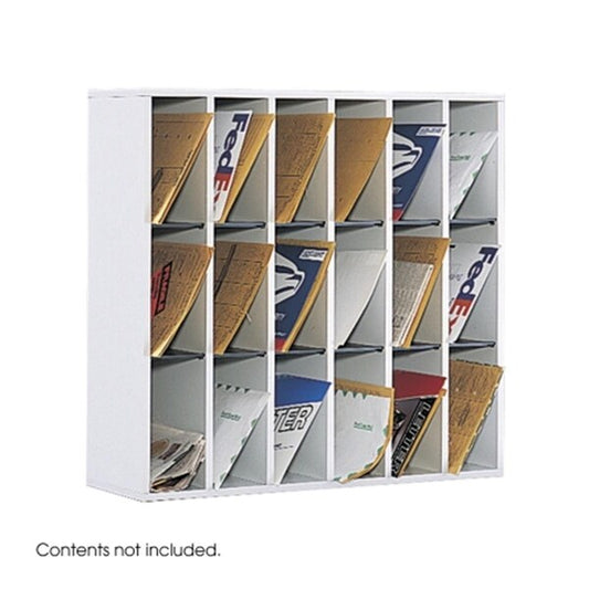 Safco 7765GR Gray Wood 18-Compartment Mail Sorter