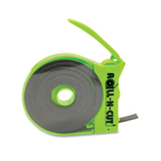 BAU Magnetic Tape- w-Dispenser- .50in.x15ft.- Black Tape-Green Disp.