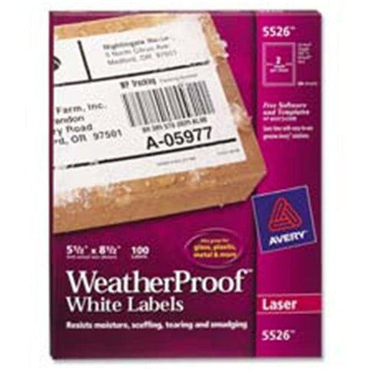 Consumer Products Weatherproof Mailing Labels- 1in.x2-.63in.- White