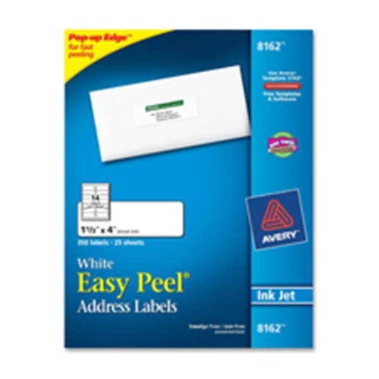 Inkjet Labels, Mailing, 1 in. x 4 in. 500-PK, White
