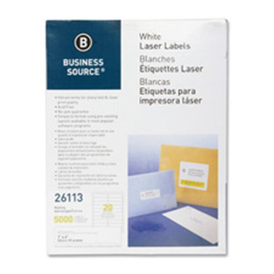 Mailing Labels, Laser, 1 in. x 4 in., 5000-PK, White