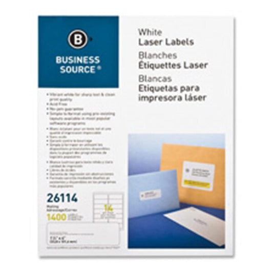 Mailing Labels, Laser, 1.33 in. x 4 in., 3500-PK, White