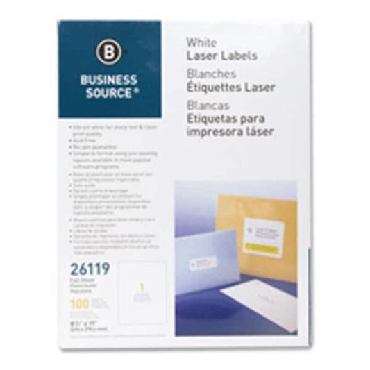 Mailing Labels, Full Sheet, Laser 8.5 in. x 11 in., 100-PK, White