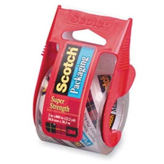 3M MMM142 Packing Tape- w- Dispenser- 2in.x22.2 Yds- 1-.50in.- 1-RL- Core- Clear